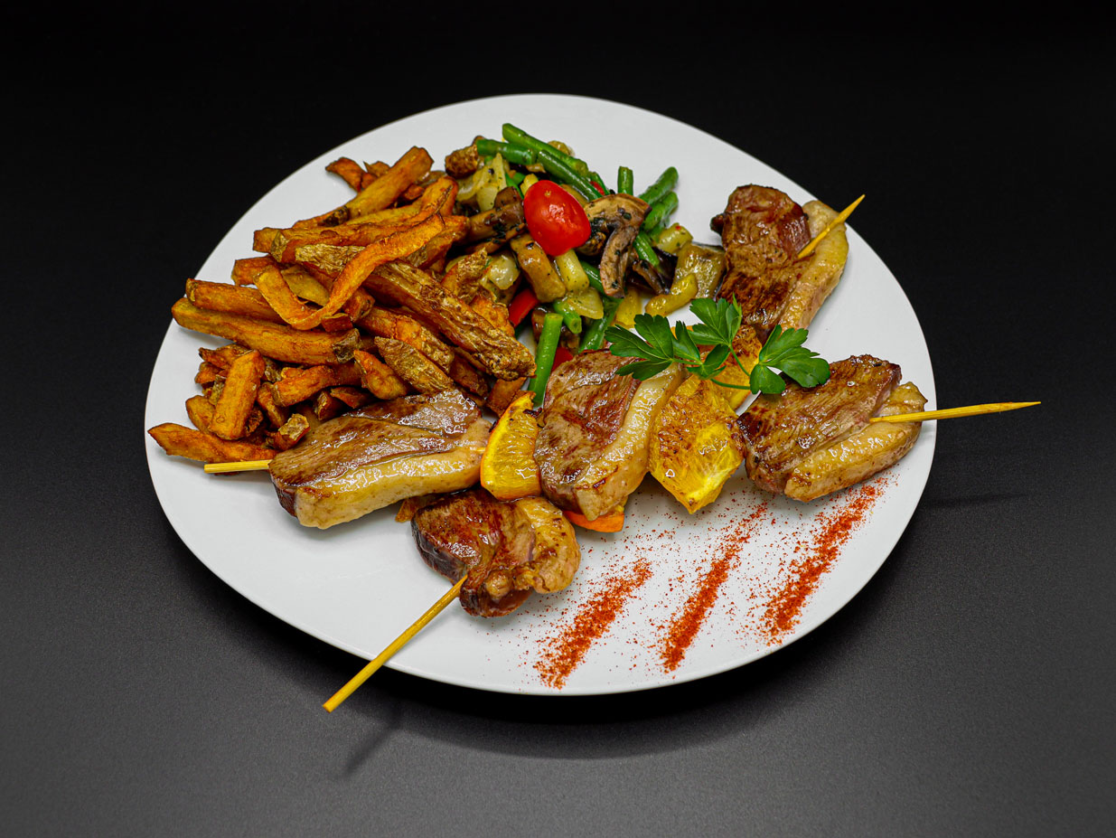 La brochette de canard aux oranges